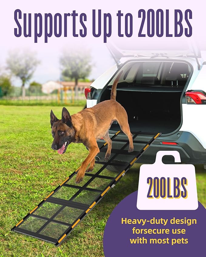 Wide Dog Ramp for Car 75” Long, Folding Outdoor Pet Ramp for Large Dogs Non-Slip Dog Car Ramp for Truck, SUV, RV