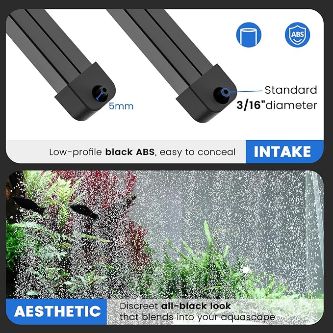 hygger Weighted Nano Mist Bubble Wall Bar, 15.7" Self-Sinking ABS Air Stone Strip with Gentle Oxygen Diffuser for Freshwater & Marine Aquarium, Hydroponics