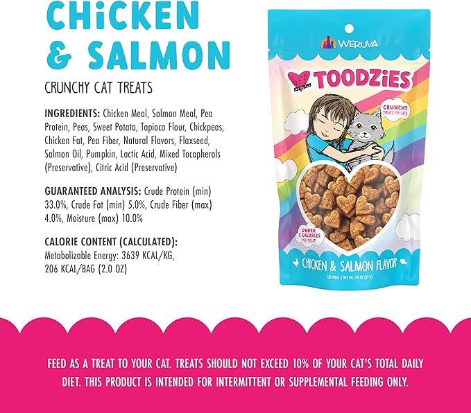 Weruva BFF Toodzies, Chicken and Salmon Crunchy Cat Treats, 2oz Bag