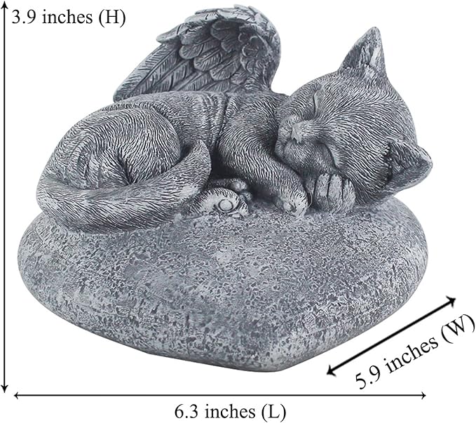 Custom Angel Cat Memorial Grave Marker Tribute Statue,Personalized Pet Cat Headstone Memorial Gift Garden Stone, Engraved with Name and Date,Gift for Sweet Kitty