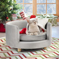 dCee Round Dogs Sofa - Cats Couch, Holds up to 50 Lbs, 24 in. Soft Velvety Pet Couch for Comfort Sleep, Joint Support, Dark Gray - Upgraded 2024