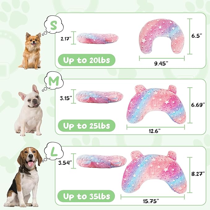 Dog Pillows for Medium Dogs, Glow in The Dark Soft Neck Pillow, U-Shaped Pillow for Cat and Dog, Machine Washable Toy & Birthday Gift (Glow Pink, M)