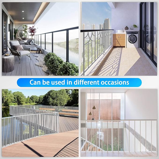 Cat Balcony Rail Net, 10x2.6Ft Anti Fall Netting PET Balcony Mesh Fence Net, Cat Safety Net Balcony Screen, Crib Stair Patios Balcony Railing Cover for Kids & Pets - Black