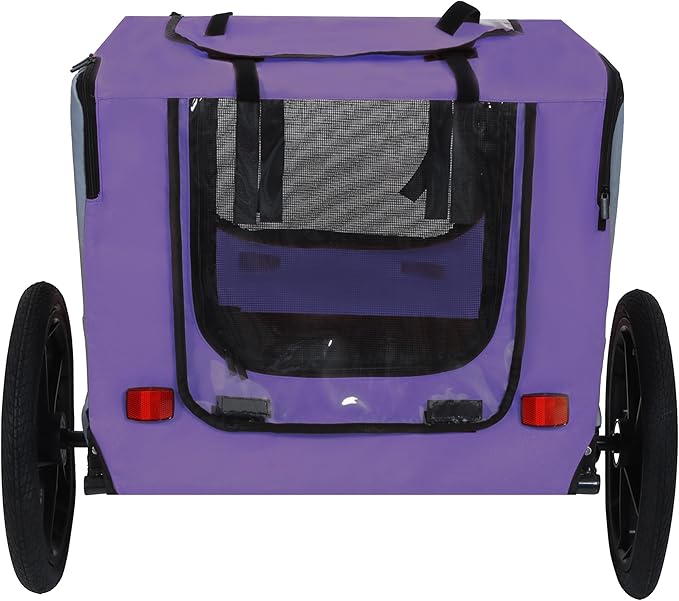 Heavy Duty Dog Bike Trailer with 16" All-Terrain Wheels & Universal Hitch, Foldable Pet/Cargo Carrier for Bicycles, Camping, Hiking