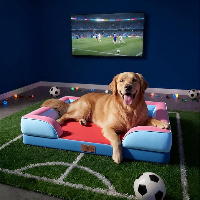 Comfort Expression Orthopedic Dog Bed for Extra Large Dogs 42x30 Inch, Waterproof Egg Crate Foam XL Pet Bed with Removable Bolsters, Dog Couch with Washable Cover & Non-Slip Bottom, Atlanta