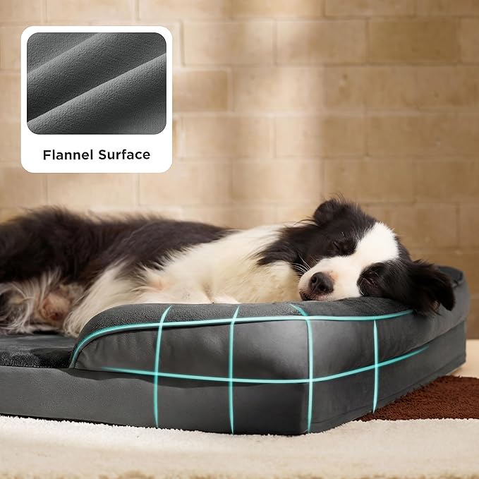 Bedsure Orthopedic Dog Beds Large Sized Dog - Washable Large Dog Cat Bed Waterproof, Comfort Dogs Couch Sofa with Washable Removable Cover, Pet Bed with Nonskid Bottom, Dark Grey, 35"