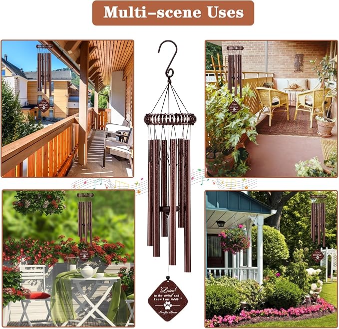 28" Pet Memorial Wind Chime, Dog Memorial Gifts for Loss of Dog, Passing Away Sympathy Bereavement Remembrance Pet Gift