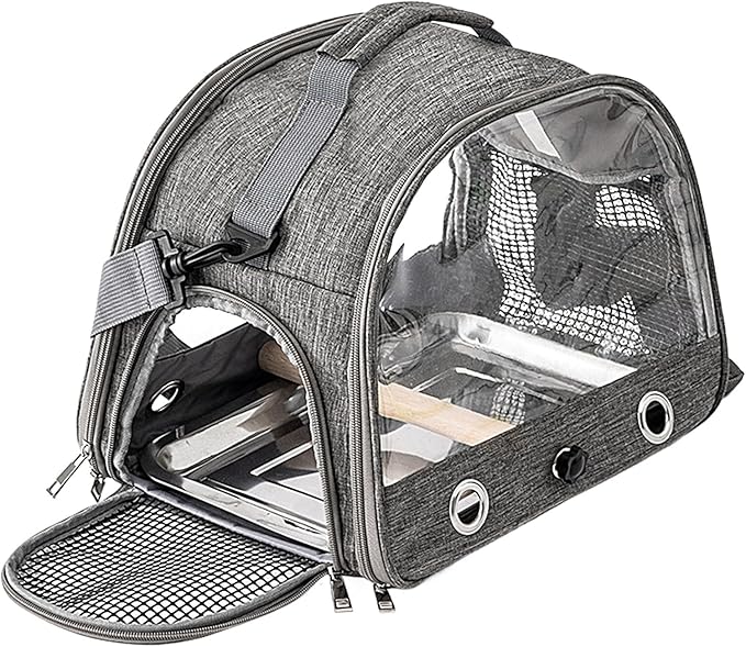 Bird Travel Cage - Lightweight Parrot Carrier Backpack, Portable Cage with Shoulder Strap | Outdoor Small Animal Transport Bag for Budgies Parakeets Conures Gentoo Parrots Travel Adventures