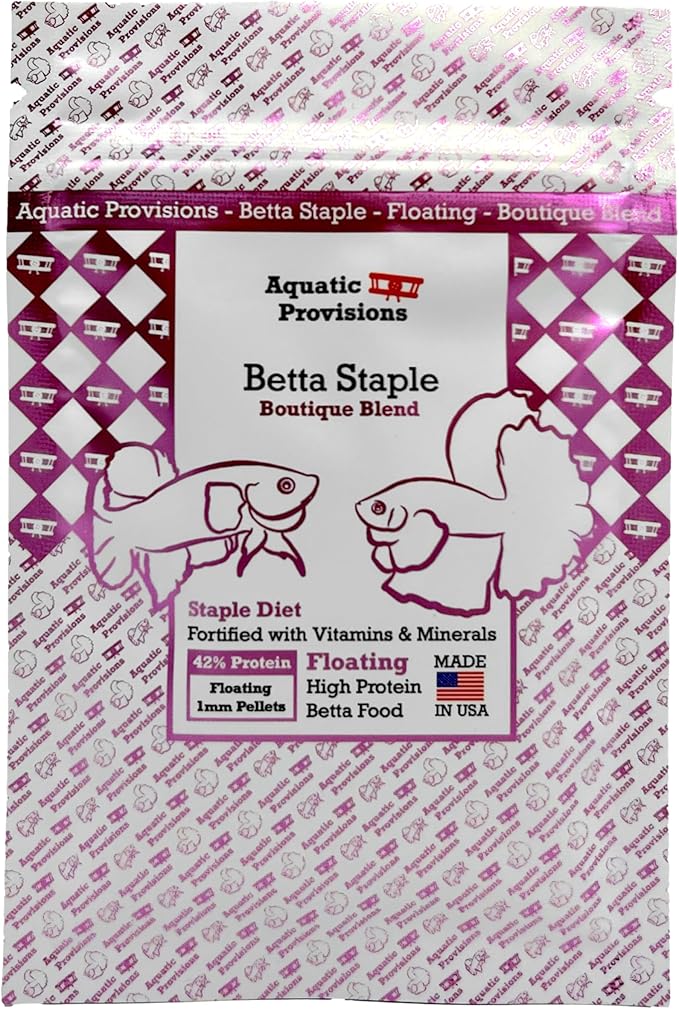 Betta Staple Fish Food, 0.88 oz (25g) Floating 1mm High Protein Pellets