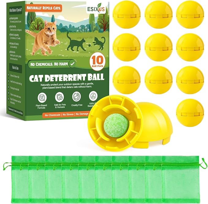 Cat Outdoor for Natural Cat Balls Indoor Safe Dog Long Lasting 6 Months Waterproof Gardens Yards Patios Garages Permanently 10 Pack Mesh Bags