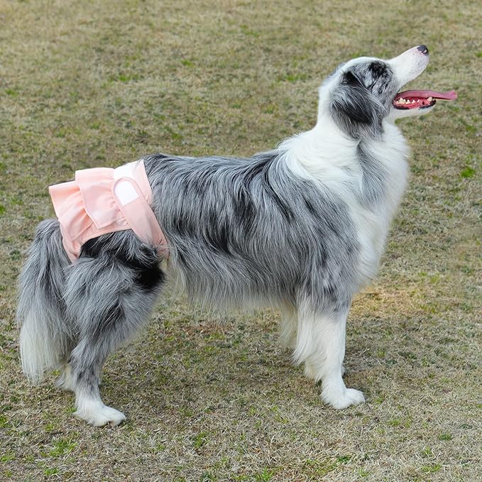 Reusable Dog Diapers Female 3 Pack Washable Highly Absorbent Doggie Diapers, Flexible Doggy Diapers Female, Leak-Proof Puppy Diapers for Dog Period Heat Incontinence Potty Training, L