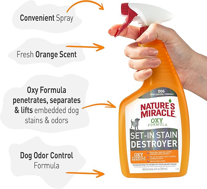 Nature’s Miracle Set-In Stain Destroyer For Dog Messes, 24 Ounces, Oxy Formula With Orange Scent
