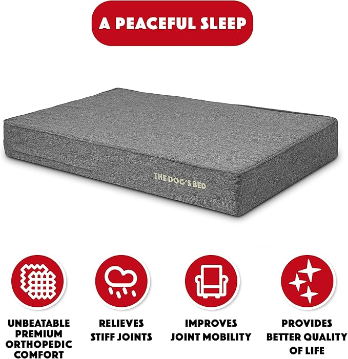 The Dog’s Bed Orthopedic Memory Foam Dog Bed Mattress, Linen Fabric, Grey Linen, XL, 6-Inch