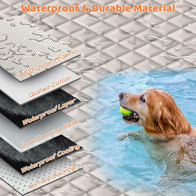 URPOWER XL Dog Backseat Extender for Full-Size Crew Cab Truck, Hard Bottom Dog Car Seat Cover for Back Seat Holds 400lbs, Waterproof Dog Hammock Pet Rear Seat Protector Travel Bed for F150 / Silverado