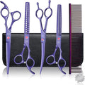 Professional Dog Scissors Set - 7 Inch/8 Inch Curved Chunkers & Thinning Shears with Grooming Comb