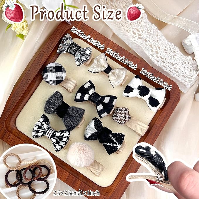 Dog Hair Clips and Rubber Bands Small Dog Bows Cute Pet Grooming Accessories Alligator Clips Stay In Hair Barrettes Ball Hairpin Topknot Pet Headdress Yorkie Puppy Maltese Girls Dogs (Black White)