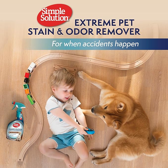 Simple Solution Hard Floor Pet Stain and Odor Remover, Dog Stain and Odor Eliminator Spray, Enzyme Cleaner, Pet Urine Remover for Hardwood Floors, Pee and Poop Destroyer, 1 Gallon