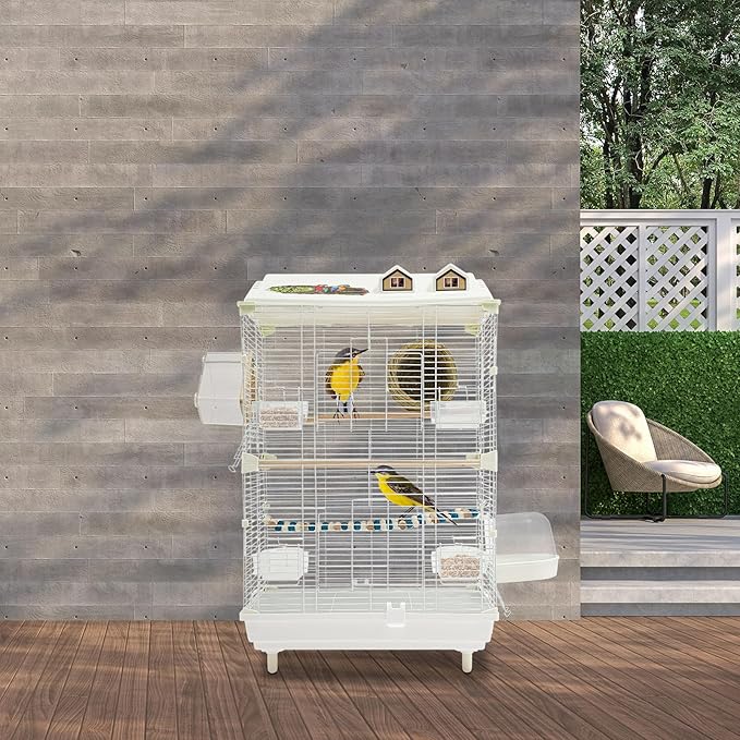 18.5x12x30 in Iron Flight Bird Cage, 2 Tiers Freestanding Parakeet Bird Cage, Pigeons Parrot Birdcage, Large Parakeets Cage with 4-6 Birds Capacity