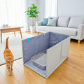 Less-Mess Cat Litter Box Enclosure, Open Top High Side, 26''×17''×17'' Extra Large Water Resistance Splash Guard for Cat Litter Boxes