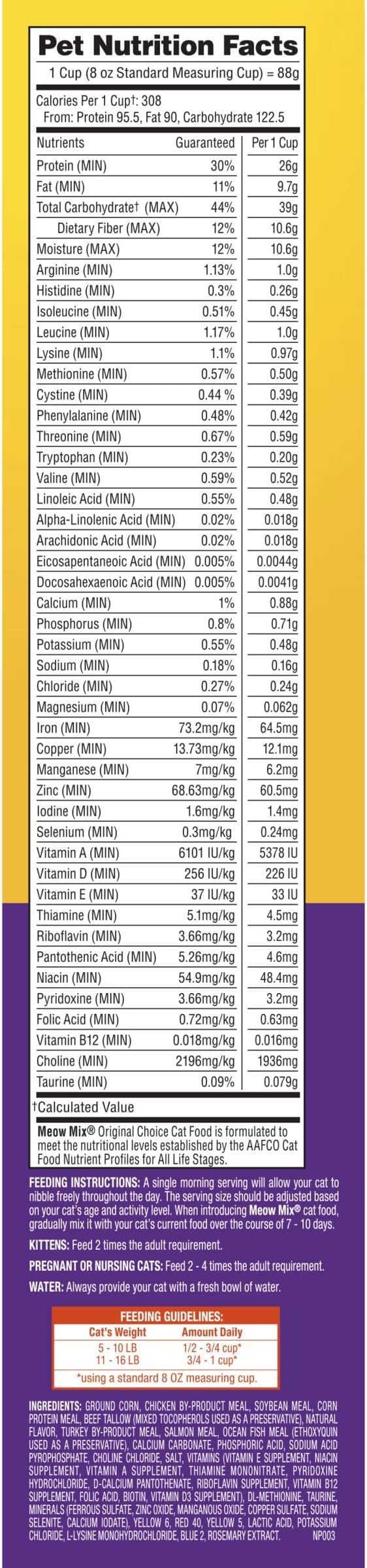 Meow Mix Original Choice Dry Cat Food, 3.15 Pound (Pack of 4)