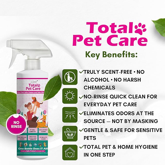 No-Rinse Dog Paw Cleaner & Pet Cleaning Spray for Dogs & Cats – Cleans Coat, Eyes & Ears, Hot Spot – Daily Cleaner for Pet Messes, Stains & Pet Odor Remover – No Harmful Chemicals (16 fl oz 2 Pack)