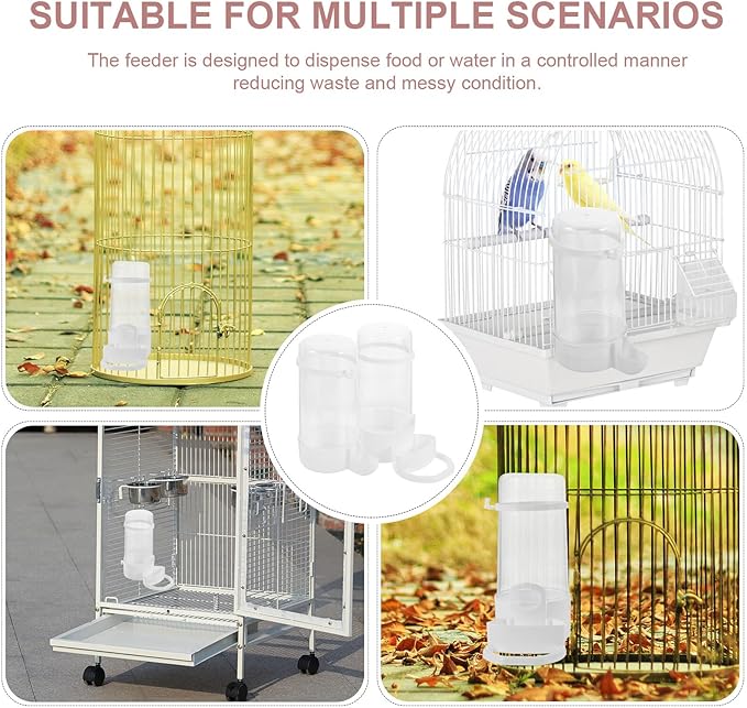 Cabilock 2pcs Automatic Bird Cage Feeders Water Dispensers for Parakeets and Small Birds Watering Supplies with Food Dispenser Cockatiel Cage Accessories