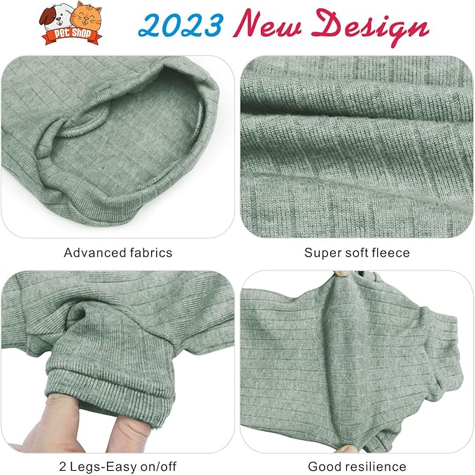 Idepet Sphynx Hairless Cats Sweater Shirt Kitten Soft Puppy Clothes Pullover Cute Cat Pajamas Jumpsuit Cotton Apparel Pet Winter Turtleneck for Cats and Teacup Chihuahua Small Dogs(Green,XL)