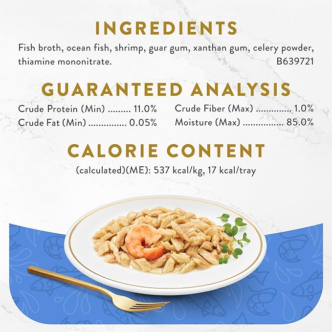 Purina Fancy Feast Lickable Appetizers Grain Free Wet Cat Food Topper Ocean Fish Appetizer with a Shrimp Cat Food Topper - (Pack of 10) 1.1 oz. Trays