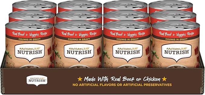 Nutrish Real Beef & Veggies Recipe Whole Health Blend Chunks in Gravy Wet Dog Food,13 oz. Can,Packaging May Vary (Rachael Ray),(Pack of 24)