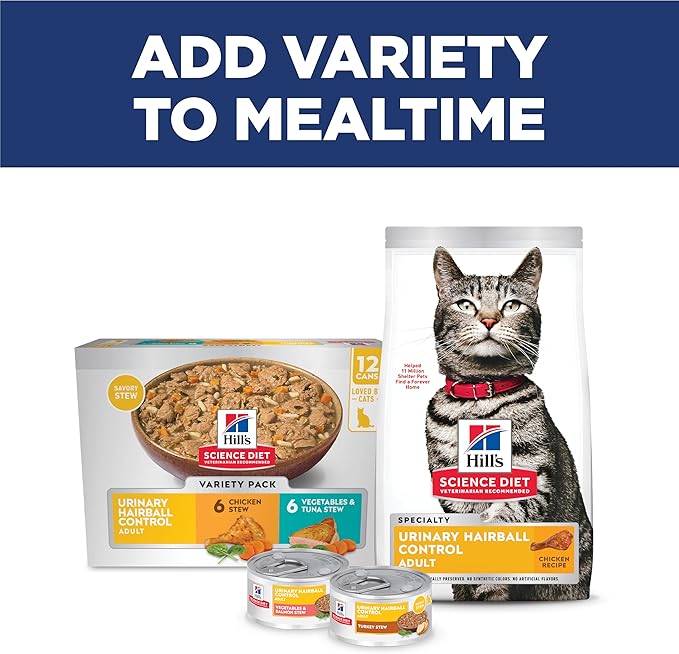 Hill's Science Diet Adult 1-6 Urinary Hairball Control Dry Cat Food, Chicken Recipe, 3.5 lb. Bag