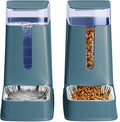 Cat Food Dispenser and Cat Water Dispenser Set with Stainless Steel Bowls Gravity Dog Feeder for Small Medium Big Cat Dog Pet Puppy Kitten, 1 Gallon x 2