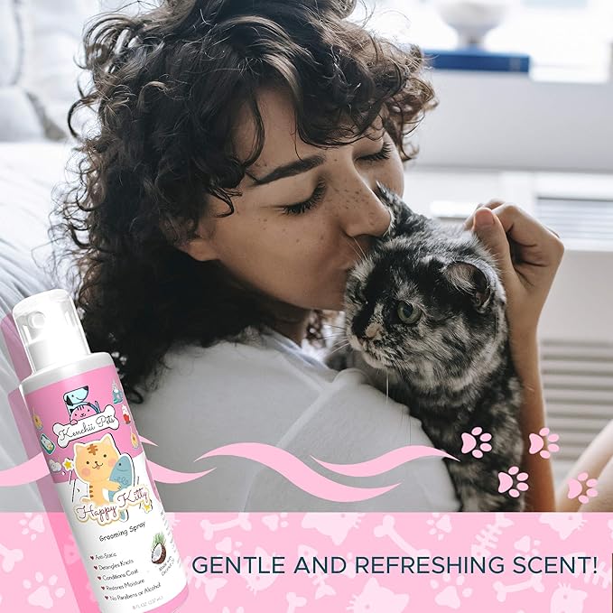 Kenchii Professional Pet Grooming Spray for Kittens and Cats, All-Natural Scented Moisturizing Cat Detangler Spray, Kitten Conditioner Coat Shine Spray, Cat Grooming Supplies