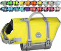 VIVAGLORY Rip Stop Dog Life Vest, Swimming Vest with Handle, Buoyancy for Doggy Puppy, Dog Life Jacket for Swimming & Boating, S, Yellow Grey
