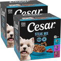 Cesar Filets in Gravy Adult Wet Dog Food Variety Pack, Filet Mignon, New York Strip, and Prime Rib Flavors, 3.5 oz. Easy Peel Dog Food Tray, 24 Count (Pack of 1)