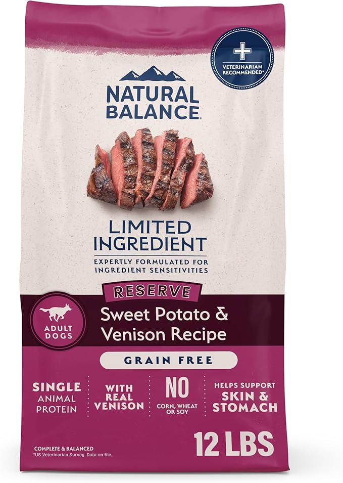 Natural Balance Limited Ingredient Adult Grain-Free Dry Dog Food, Reserve Sweet Potato & Venison Recipe, 12 Pound (Pack of 1)