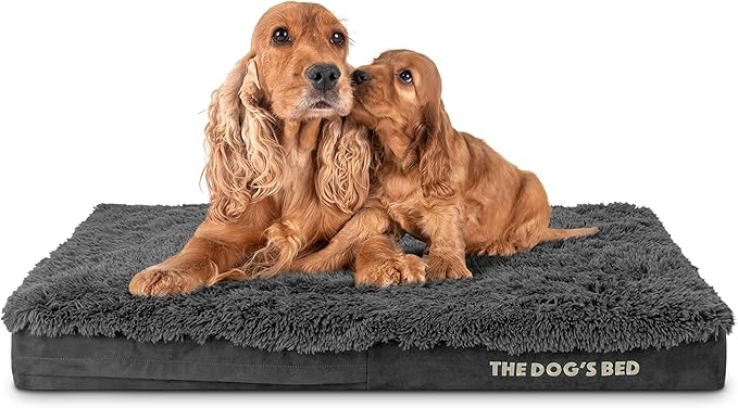 The Dog’s Bed Orthopedic Memory Foam Dog Bed Mattress, Fur Fabric, Grey Fur, Large, 4-Inch