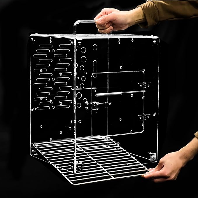 GuineaLoft™ Acrylic Bird Cage Model-ETO, Crystal Clear, 360° Panoramic View, Portable & Easy Clean Design with Canvas Bottom- Visit The GuineaLoft Store
