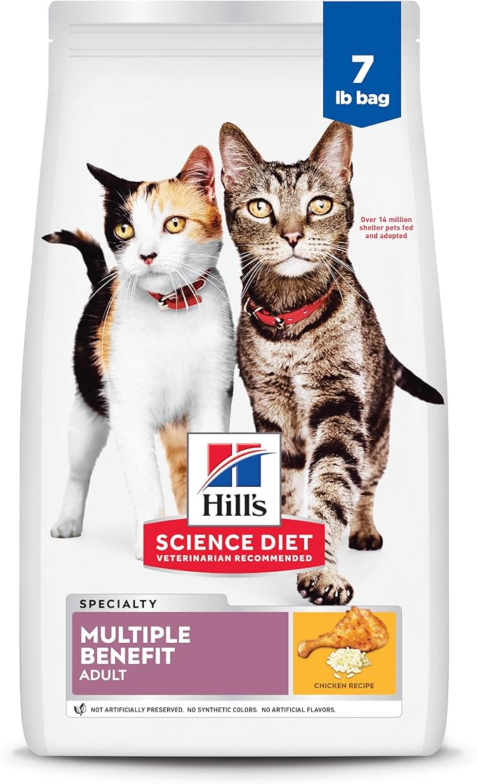 Hill's Science Diet Multi-Benefit, Adult 1-6, Multiple Benefit, Dry Cat Food, Chicken Recipe, 7 lb Bag