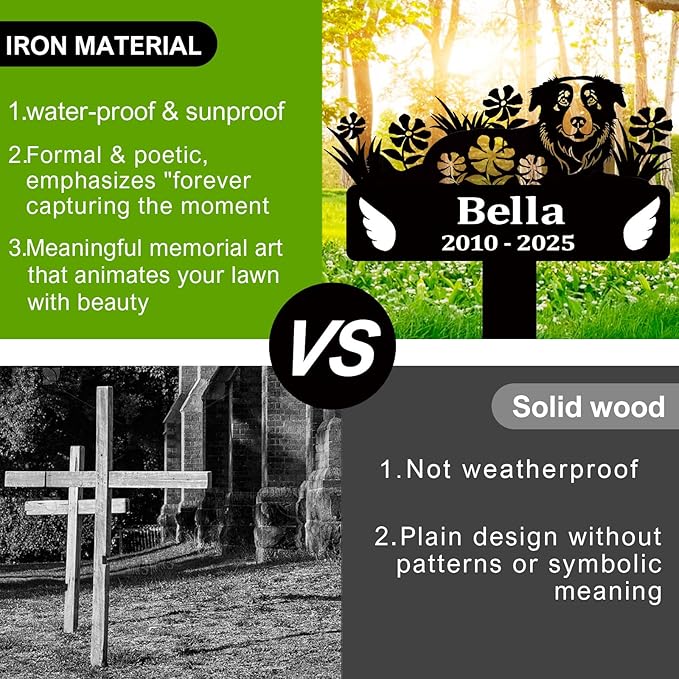 Pet Grave Markers Dog,Metal Pet Headstone for Lost Dog Sympathy Gift,Waterproof Dog Grave Markers for Garden or Indoor,Dog Tombstone Garden Memorial Graves (Dog)