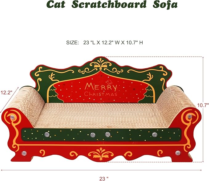 Scratching Sofa, Couch Shaped Thick Scratching Cardboard, Lounge Bed for Indoor Rest&Play, Sofa Scratcher Pad (Red, 23" L X 12.2" W X 10.7" H)