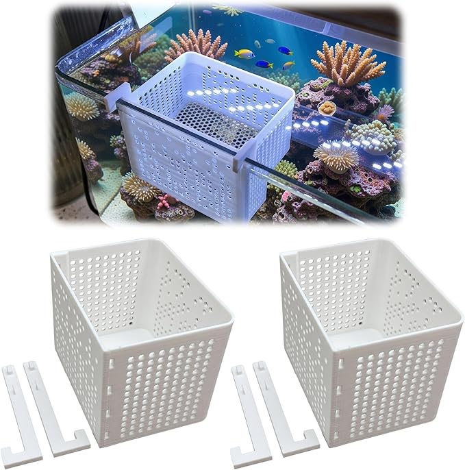 Aquarium Fish Breeding Box 80×60×60mm, 4-Level Adjustable Hanging Isolation Box, Fry Hatchery, Compatible with 6mm Glass Tanks, Internal/External Mount Plastic Container - 2Pcs