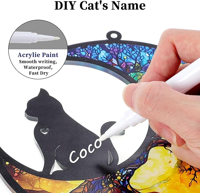 Cat Memorial Gifts, Life Tree Design Cat Angel Memorial Suncatcher with Sympathy Card, Sympathy Gift for Loss of Cats, Colorful