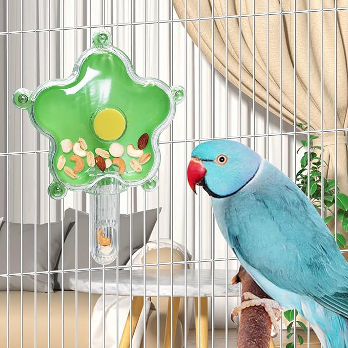 BNOSDM Bird Foraging Toys Cockatiel Foraging Wheel Parrot Cage Spinning Toys Parakeet Enrichment Puzzle Feeder Toy for Budgies Lovebirds Canaries (Green)