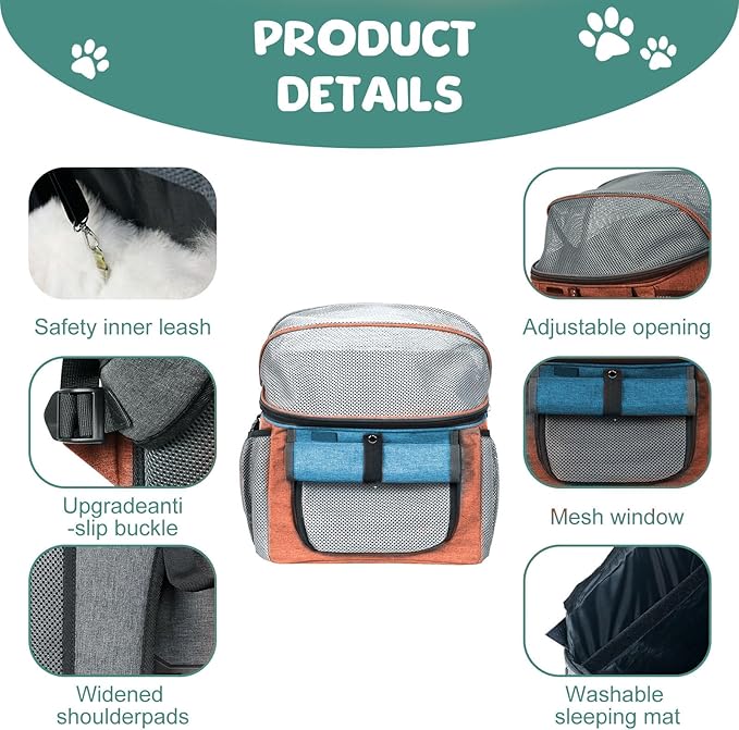 Dog Bike Basket, 12.5" L x 11.4" W x 15.3" H Bike Basket Front Dog Carrier, Bikes Baskets Front Dogs Carrier, Washable Liner for Travelling, Camping, Vet Appointments, Walks in The Park (Orange)