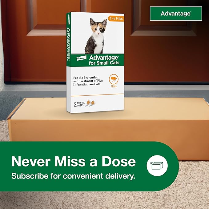 Advantage Topical Cat Flea Treatment and Prevention for Small Cats 2-9 lbs. | Apply Flea Drops Monthly | 2 Treatments,(Pack of 2)
