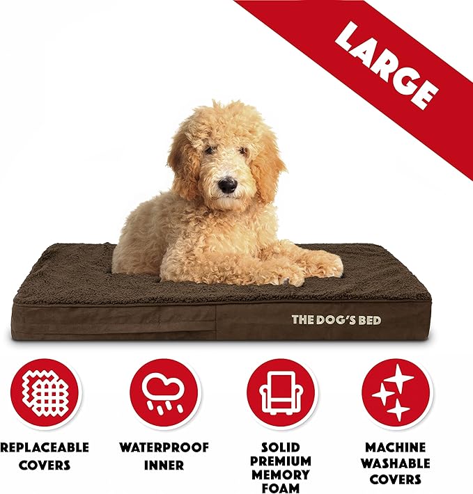 The Dog’s Bed Orthopedic Memory Foam Dog Bed Mattress, Plush Fabric, Brown Plush, Large, 4-Inch