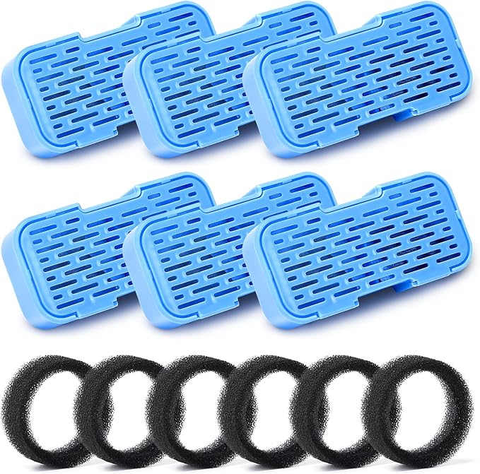 AOOGITF Official Cat Fountain Filters, 12 Pack (6 Filters + 6 Sponges) - Activated Carbon, Ultra-fine Fiber