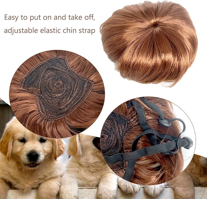 Dog Wig Pet Costumes, Cat Costume Synthetic Accessories Small Dog Headwear for Halloween Christmas Eve Festival Party Decor, Head Wear Apparel Toy (B)