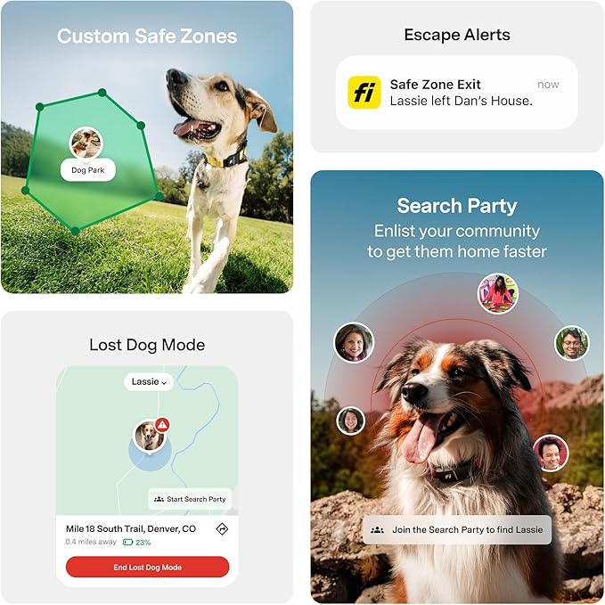 New Fi Series 3+ Smart Dog Tracker Collar [6 Month Membership Included] GPS Tracker for Dogs with Health & Behavior Monitoring, Escape Alerts, Waterproof, LED, Apple Watch Compatible (Pink, Small)