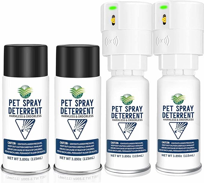 Cat Spray Deterrent System [2 Pack] Pet Deterrent Device Refill 4 Pack White